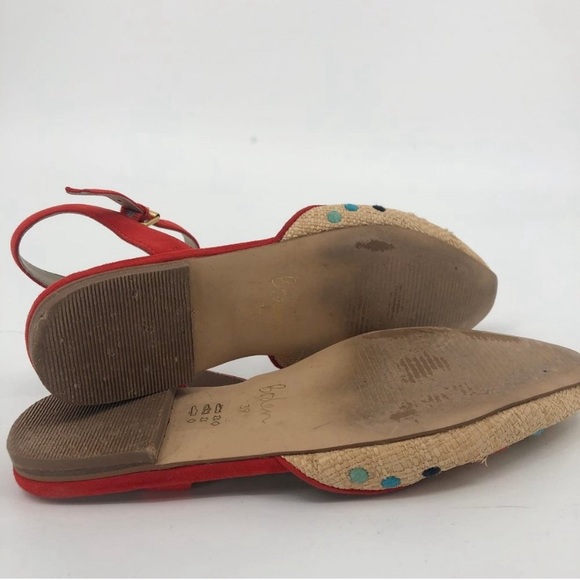 Boden Tan & Orange Polka Dot Flats & Loafers | Adjustable Ankle Strap - Picture 3 of 5